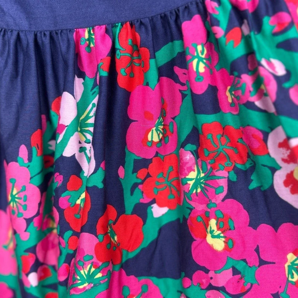 Lilly Pulitzer Lottie Strapless Fit & Flare Dress Navy Cherry Mine Floral Size 8 - Picture 6 of 15